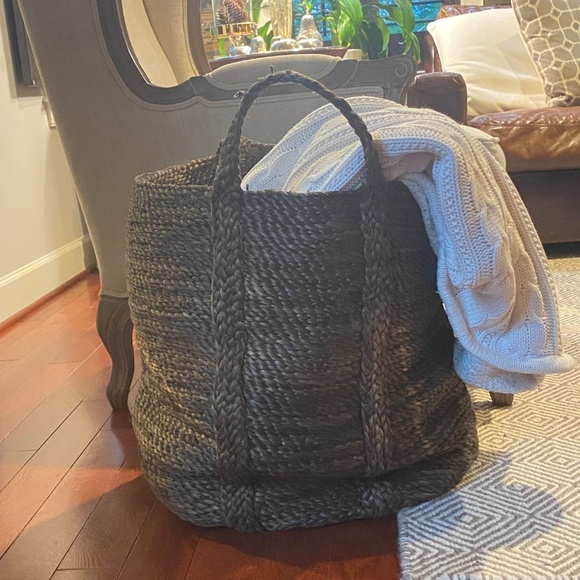 Handwoven Charcoal Jute Basket Storage - Picture 6 of 6